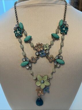 Pastel Floral Multi-Strand Statement Necklace
